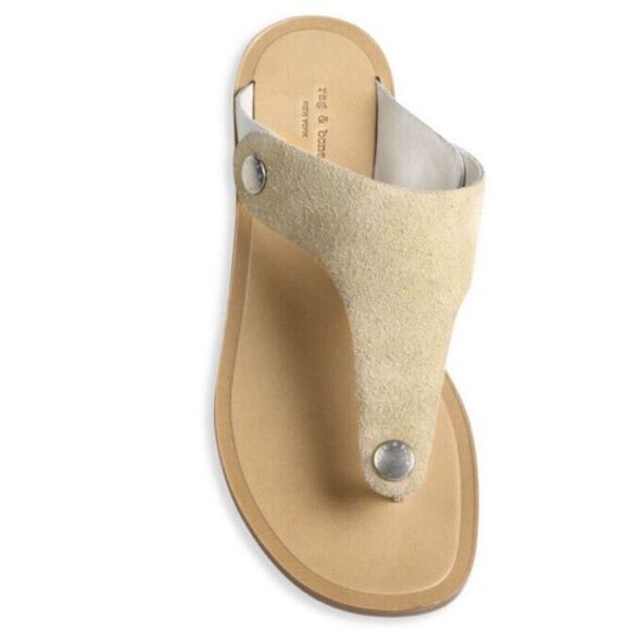 Rag&Bone Luna Suede Leather Sandals Ivory Stucco Slides Mule 36 US 5.5 - Picture 1 of 6